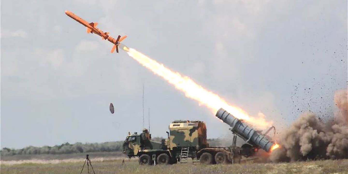 Ukrainian personnel test a Neptune anti-ship cruise missile.