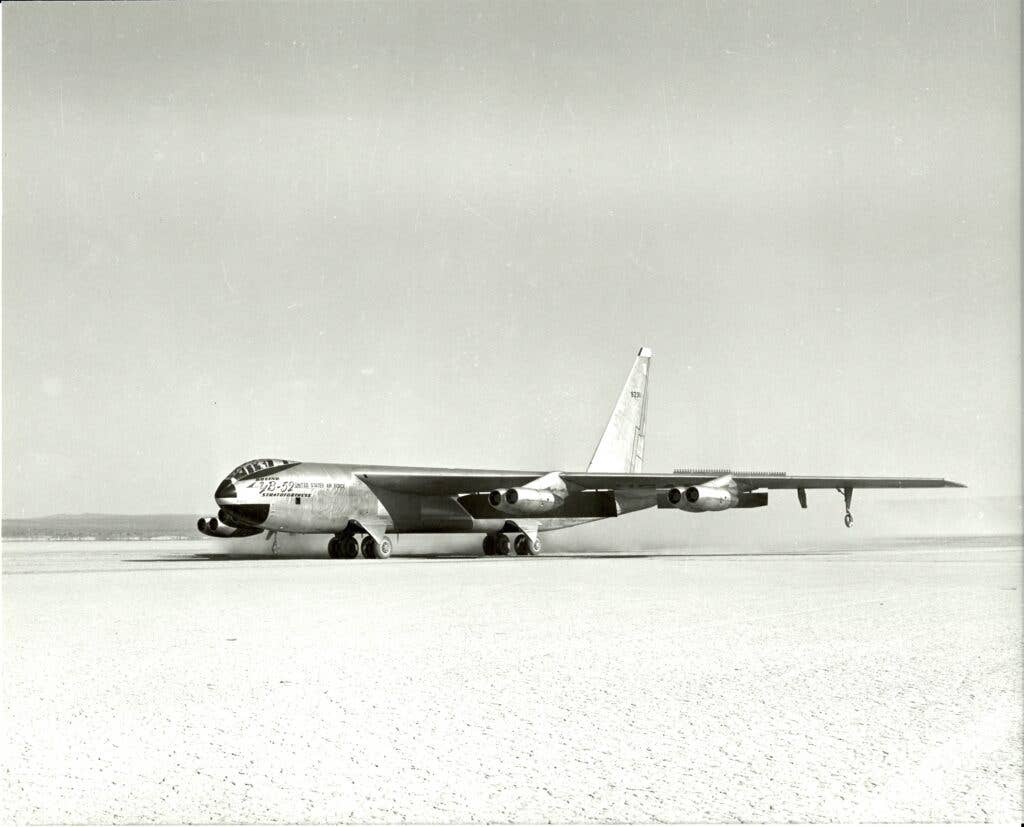The YB-52 lands on Rogers Dry Lake, California, in 1953. <em>U.S. Air Force</em>