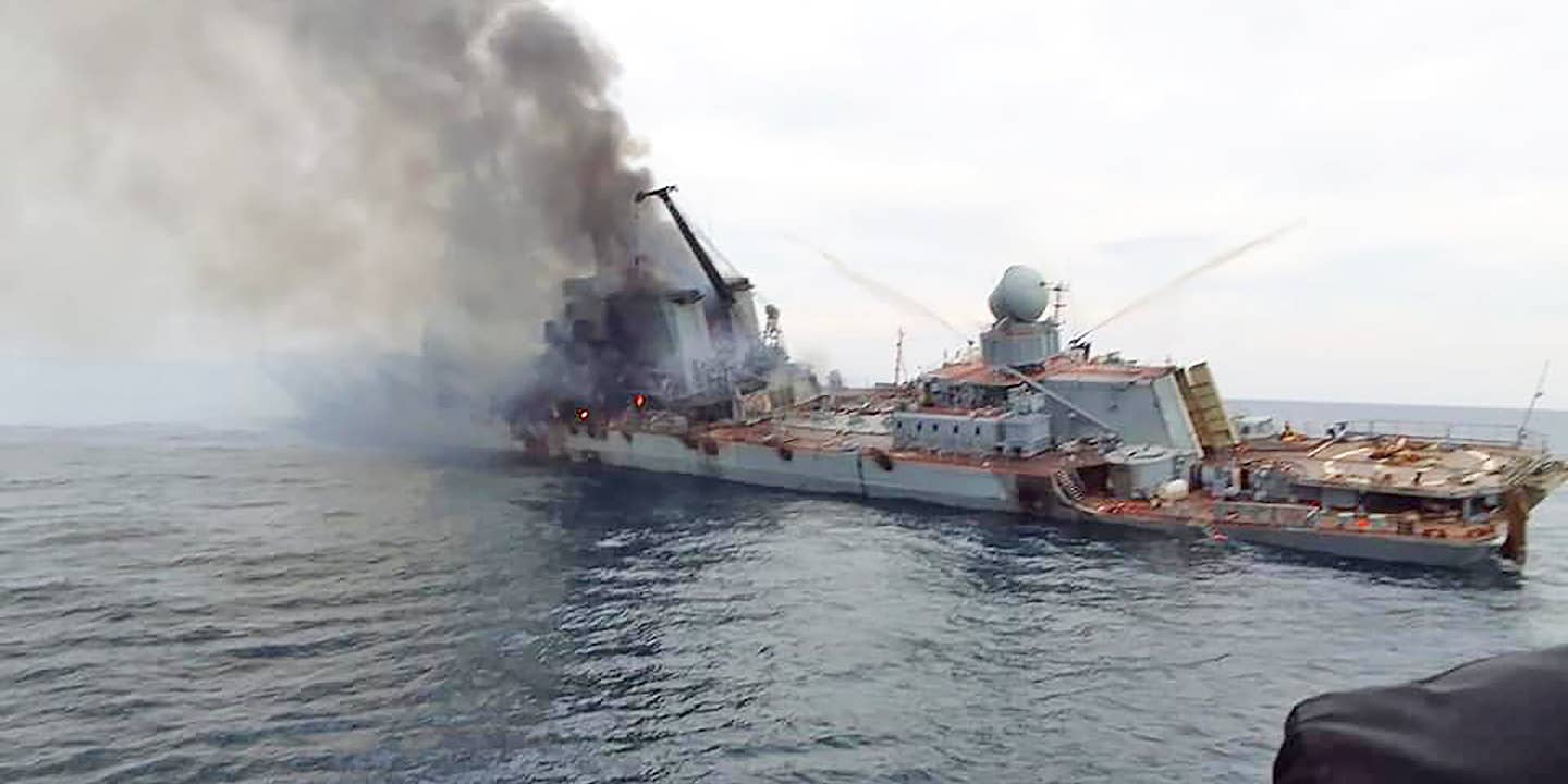 Moskva Damaged Sinking Ukraine Black Sea Russia