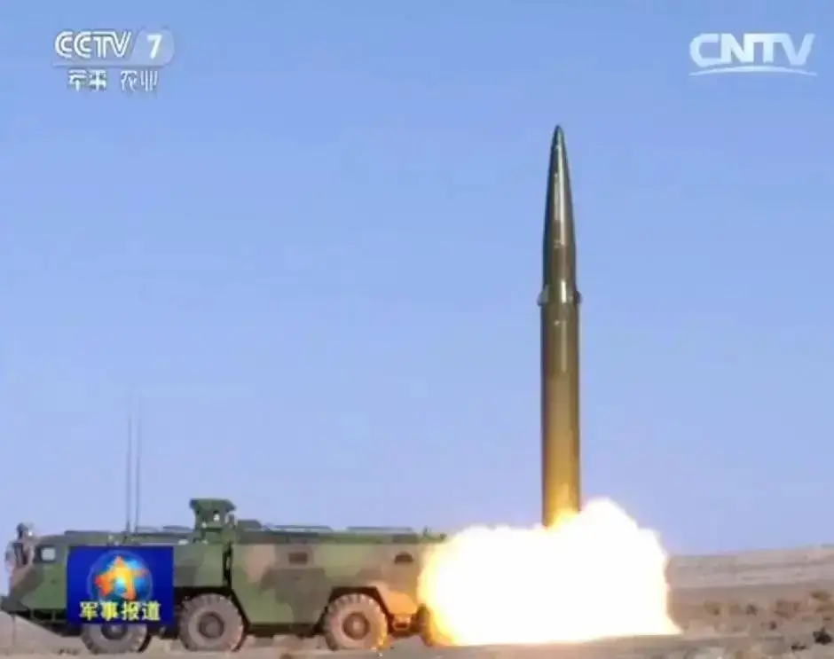 A screengrab of a video showing the launch of a DF-21D missile.&nbsp;<em>CCTV</em>