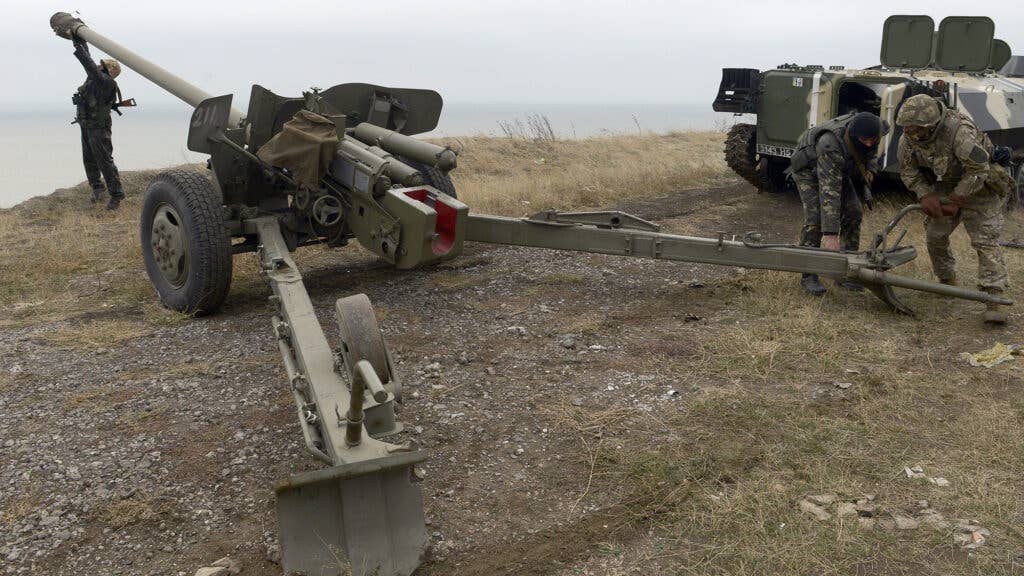 While dwarfed by its Russian opponent, Ukraine has its own artillery capability that is being bolstered by allies.      (Alexander KHUDOTEPLY/AFP via Getty Images)