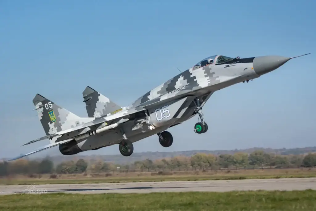 A Ukrainian Air Force MiG-29 launches from its base for a training flight.,&nbsp;<em>Rich Cooper</em>