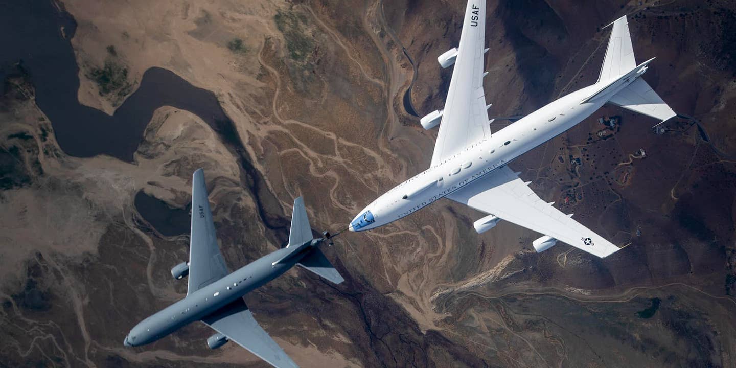 E-4B ‘Doomsday Plane’ Dwarfs A KC-46 In These Stunning Refueling Shots