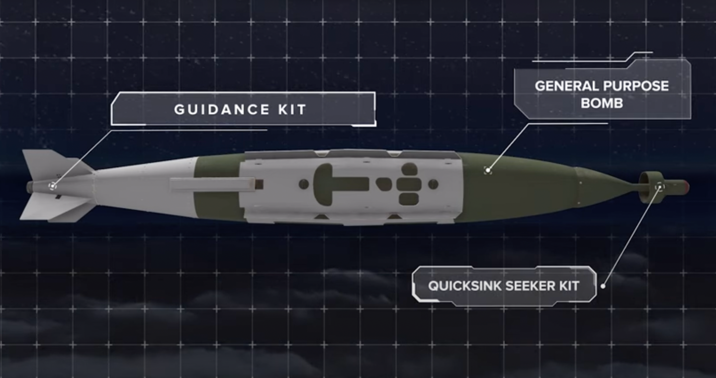 A highly schematic and not necessarily accurate rendering of the anti-ship JDAM. <em>AFRL</em>