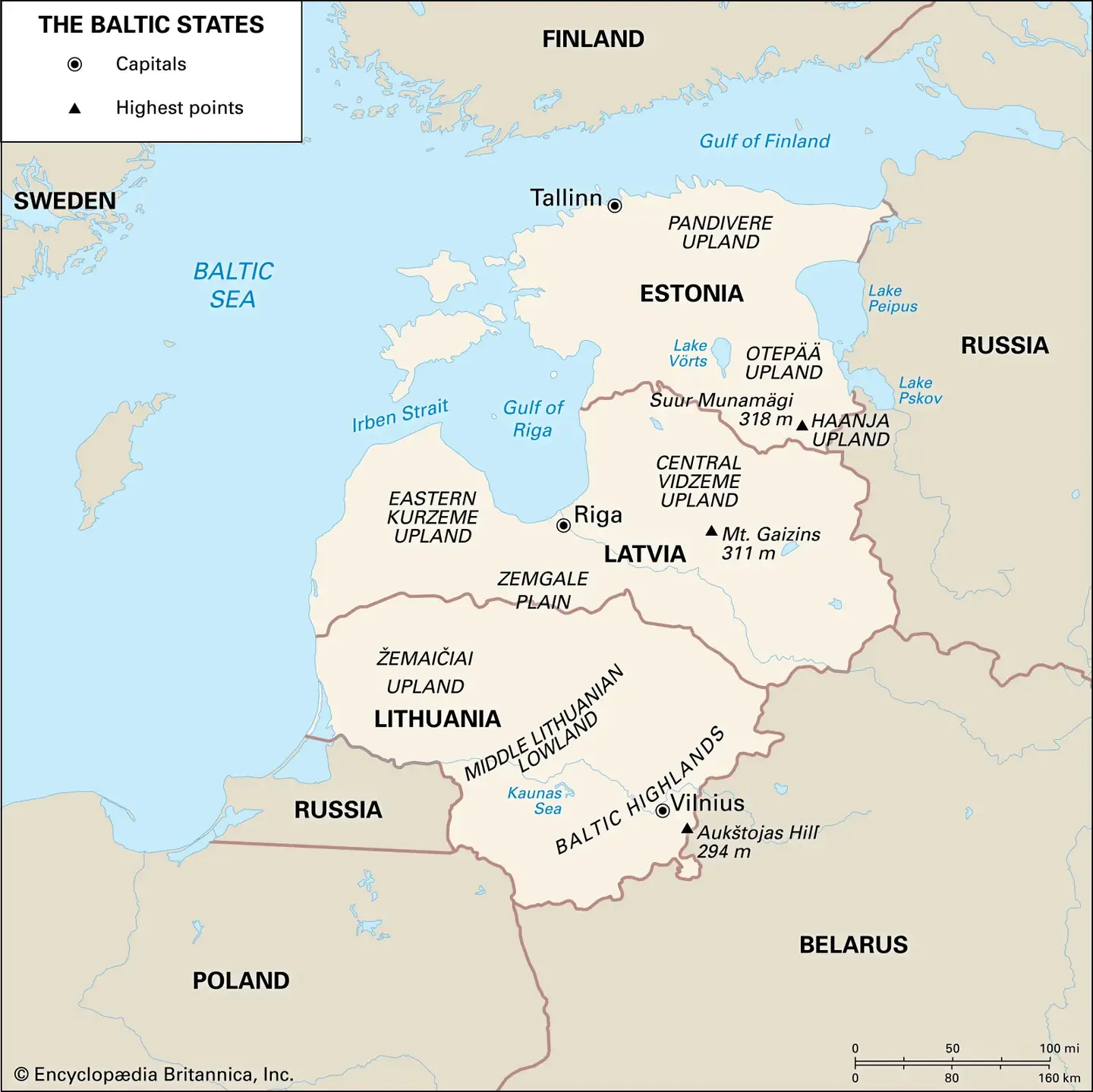 Map of the Baltics. <em>Encyclopedia Brittanica, Inc.</em>