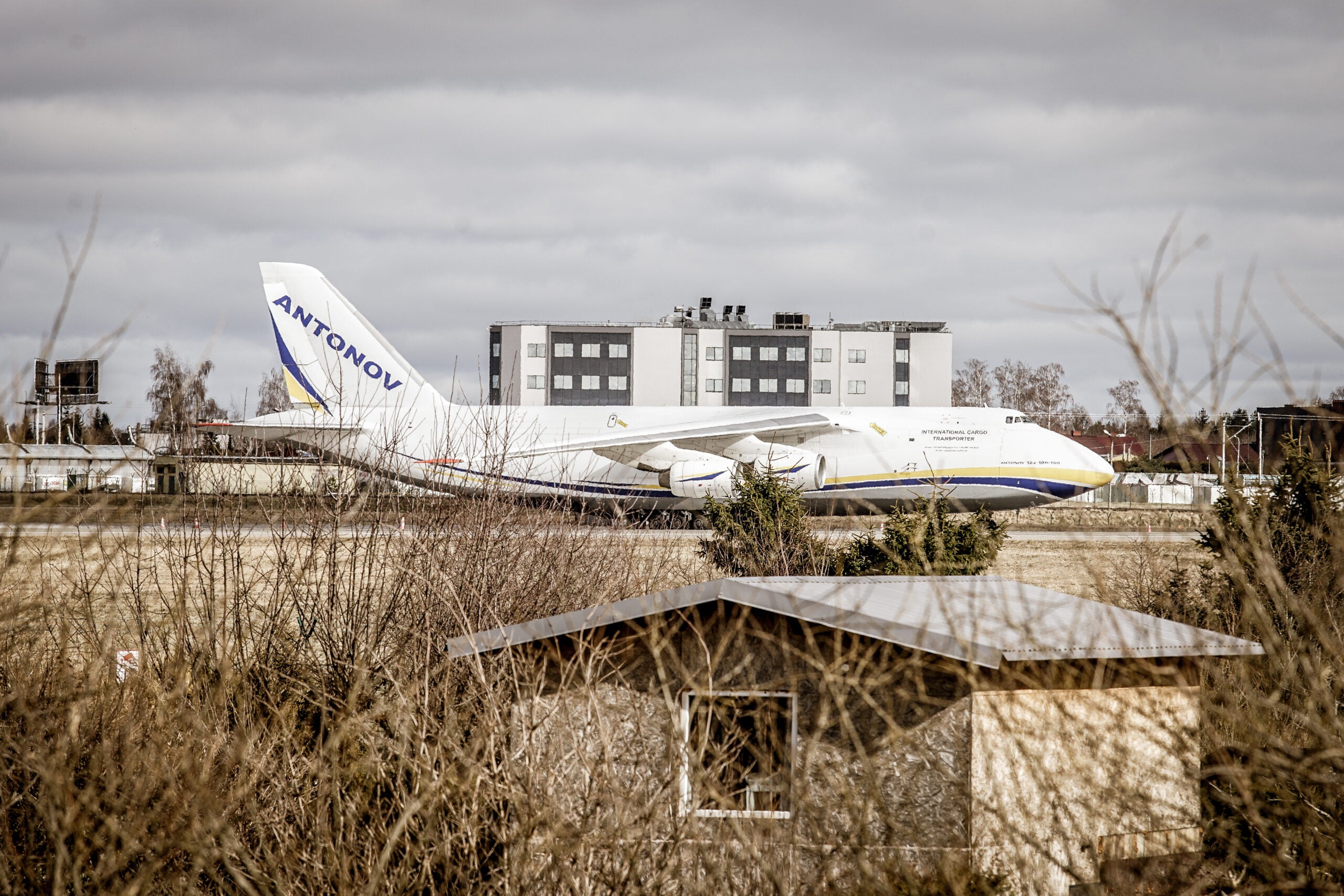 Ukrainian Antonov An-124 Ruslan reg no. UR-82072 is seen in Gdansk, Poland on 5 March 2022 Aircraft visits Gdansk during the Russian war against Ukraine. An-124 is a large, strategic airlift, four-engined aircraft , designed in the 1980s by the Antonov design bureau in the Ukrainian SSR. The plane is the world's heaviest gross weight production cargo airplane and heaviest operating cargo aircraft.  (Photo by Michal Fludra/NurPhoto via Getty Images)