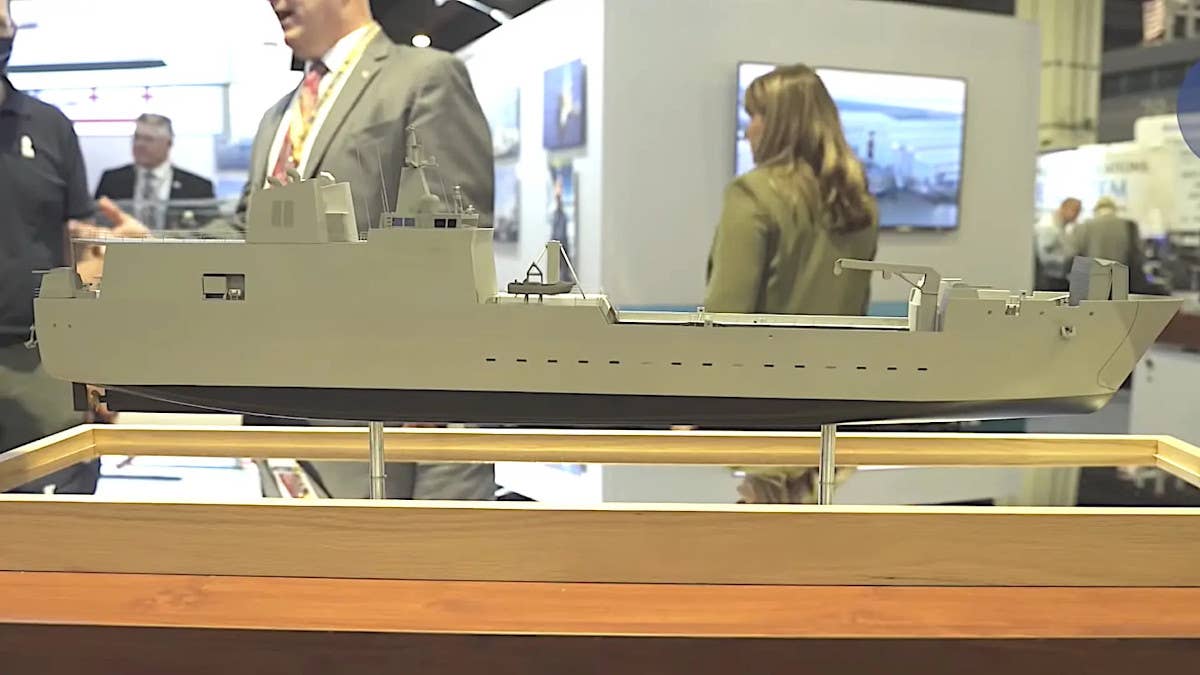 A model of Austal USA's Light Amphibious Warship concept.,&nbsp;<em>YouTube capture via Naval News</em>