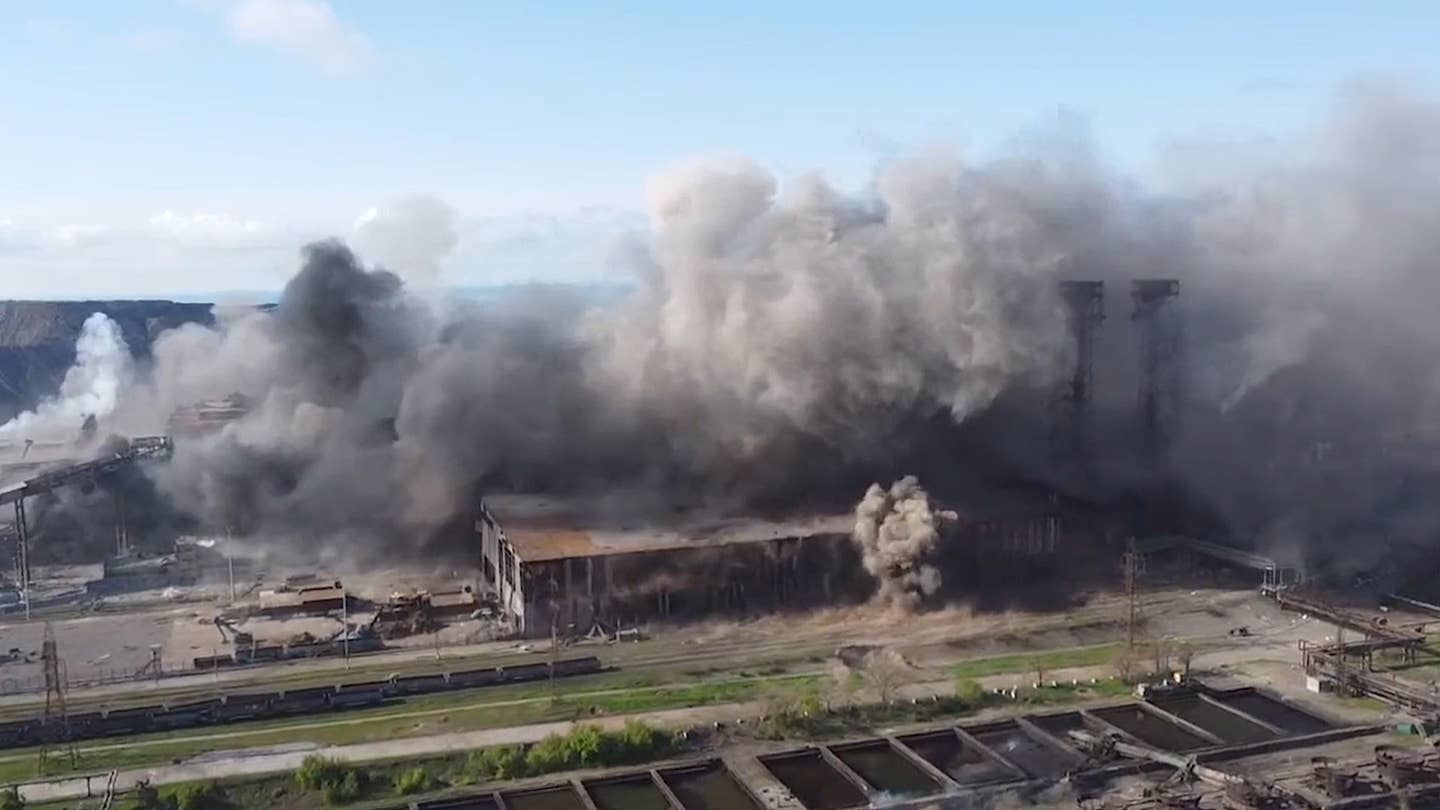 Artillery first hits the Azovstal iron and steel works in the strategic Ukrainian port city of Mariupol in May 2022.