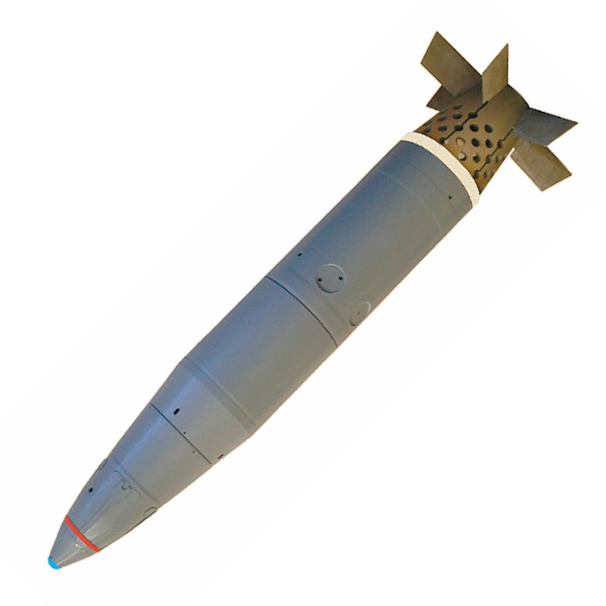 An example of a Smel'chak laser-guided 240mm round for the 2S4 self-propelled mortar. <em>CAT-UXO</em>