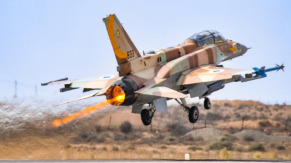 An Israeli Air Force F-16I "Sufa" Fighting Falcon takeoff with full power afterburner