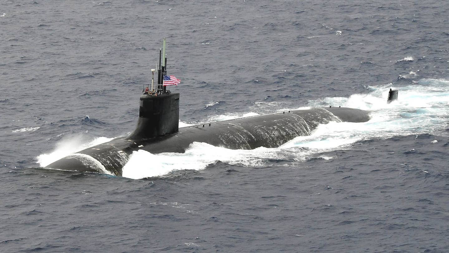 The Seawolf class submarine USS Connecticut at sea in 2009.