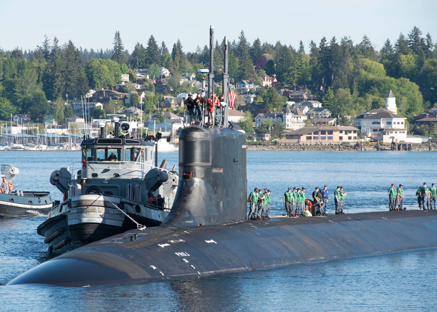 USS <em>Connecticut</em> arrives at Naval Base Kitsap-Bremerton after a deployment in 2018. <em>USN/Mass Communication Specialist 1st Class Amanda R. Gray</em>