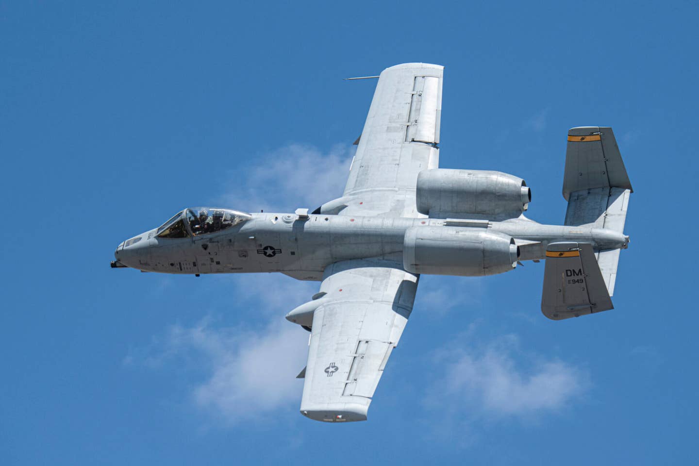A U.S. Air Force A-10 Thunderbolt II flies over Columbus Air Force Base, Mississippi in March. <em>U.S. Air Force photo by Senior Airman Jacob T. Stephens</em>