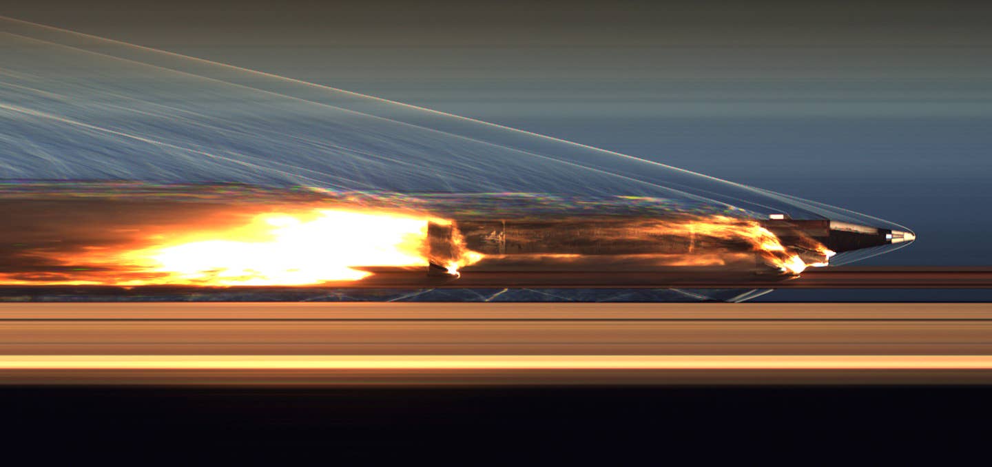 Another view of the reusable rocket sled tested in late March, 2022. <em>U.S. Air Force</em>
