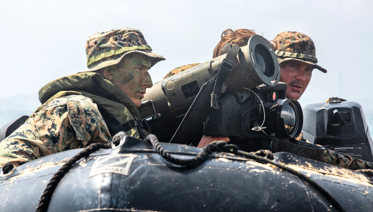 Marines in a RHIB train to employ Javelin missiles in defense of an island. (<em>USMC photo</em>)