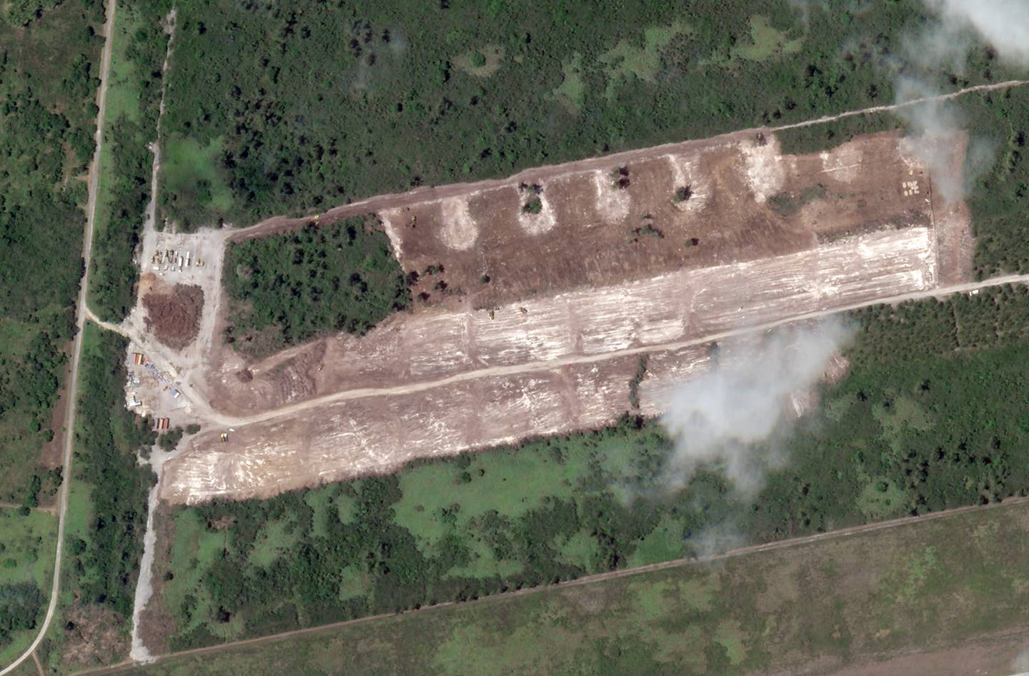 A close-up of the construction area at Tinian International Airport. PHOTO © 2022 PLANET LABS INC. ALL RIGHTS RESERVED. REPRINTED BY PERMISSION