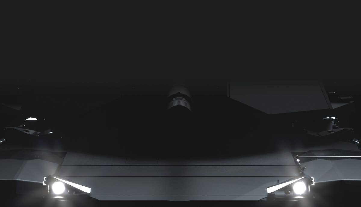 A brightened version of an image showing a rendering of the Next Generation Abrams' from GDLS' official website. When enhanced, it is clear that the top portion of this image, which would otherwise show the turret, has been deliberately obscured. <em>GDLS</em>
