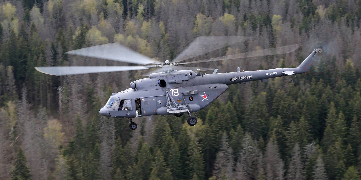 Russian Air Force's Mil Mi-8MTV-5 medium twin-turbine helicopter in flight