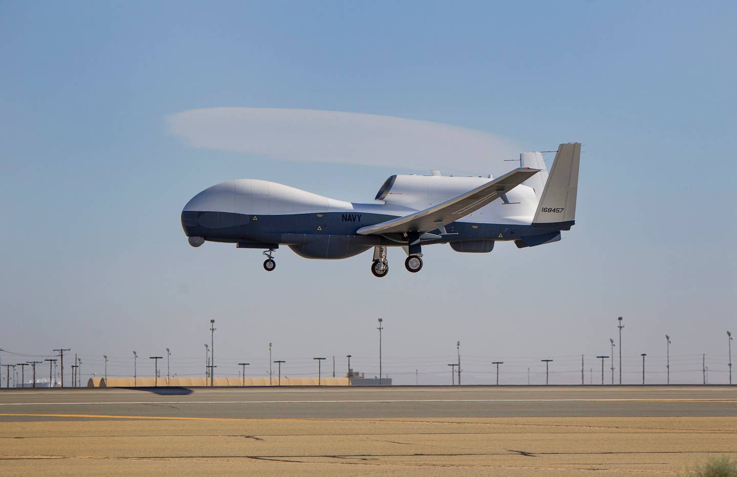The Triton unmanned aircraft system completes its first flight May 22, 2013. <em>U.S. Navy</em>
