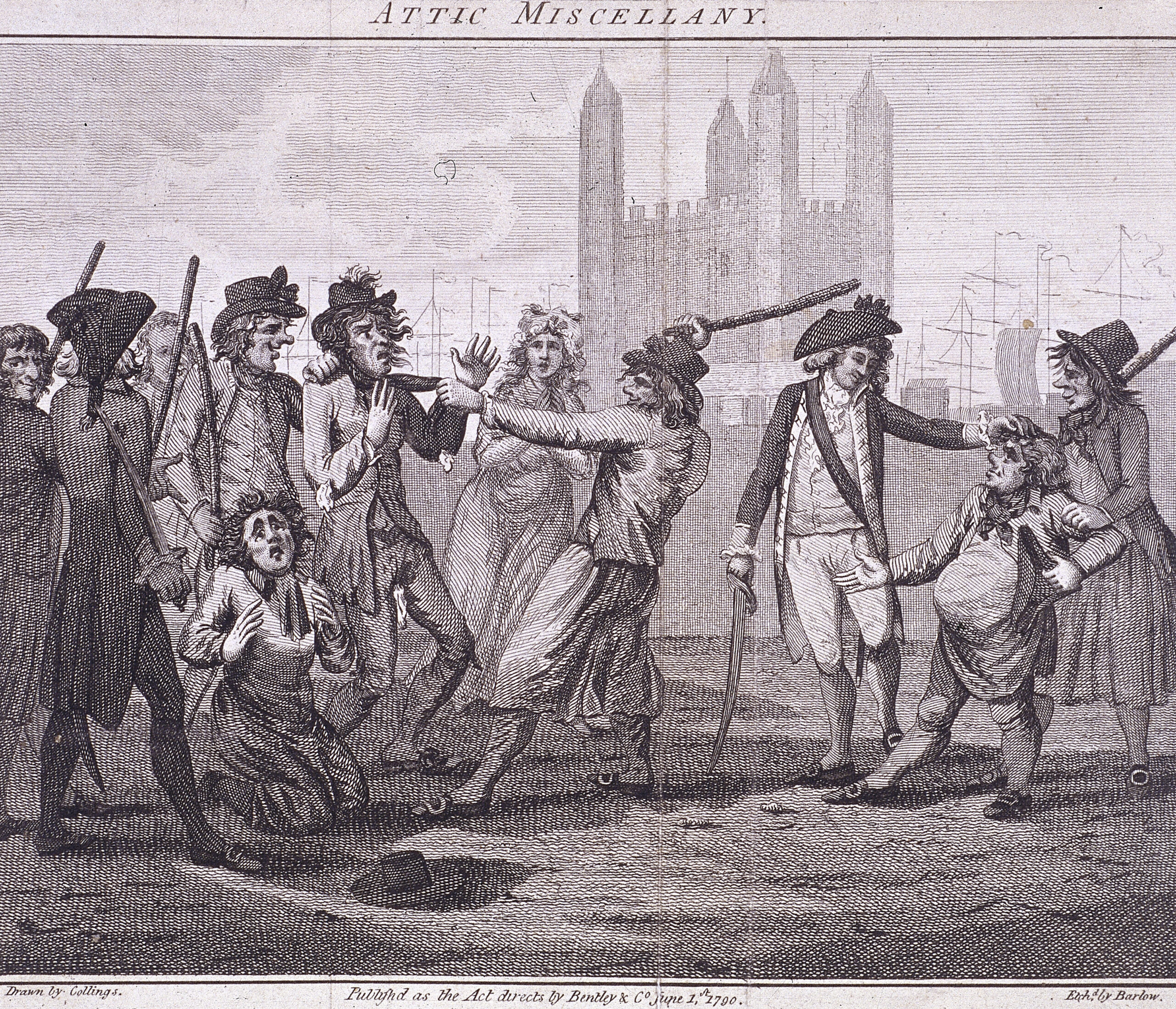 'Manning the navy', London, 1790; showing a press gang with sabres and bludgeons on Tower Hill. (Photo by Guildhall Library &amp; Art Gallery/Heritage Images/Getty Images)