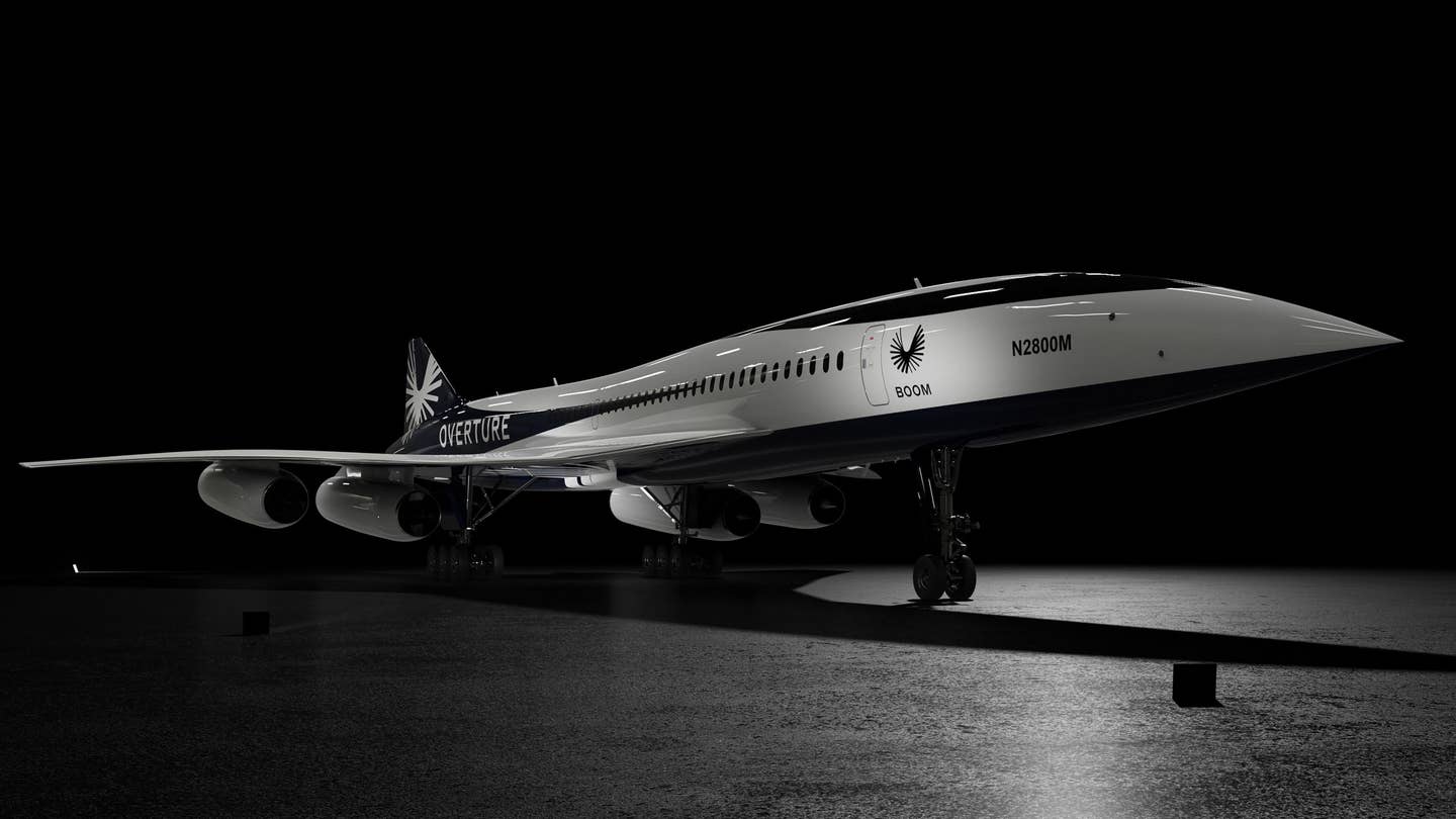 Rendering of Boom Supersonic's Overture airliner. <em>Boom Supersonic</em>