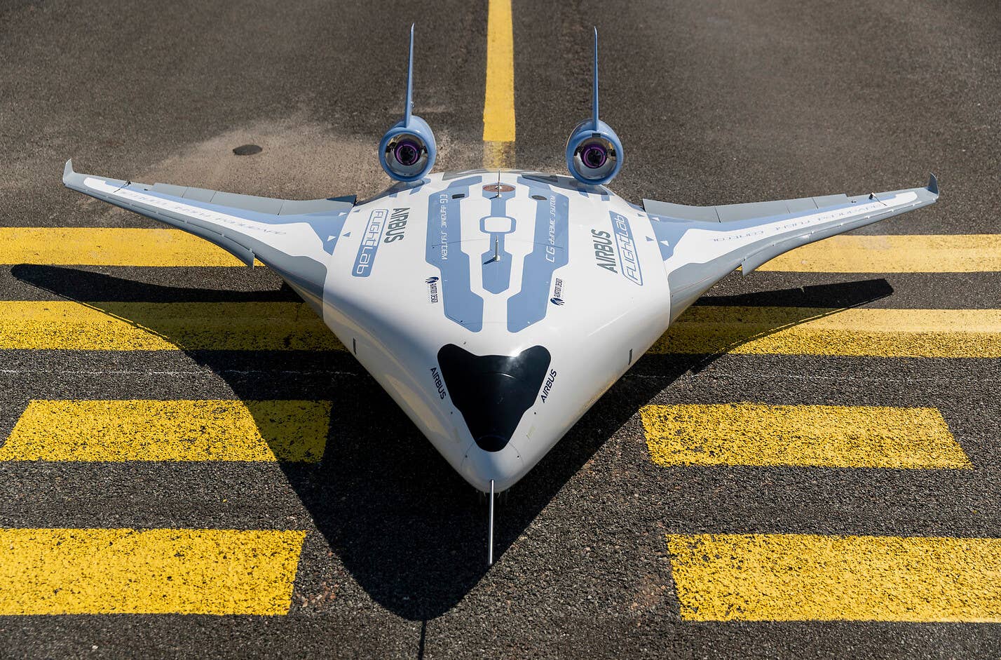 Intended to inform future airliner development, Airbus revealed its MAVERIC (Model Aircraft for Validation and Experimentation of Robust Innovative Controls) blended wing body scale model technological demonstrator in 2020. <em>Airbus</em>