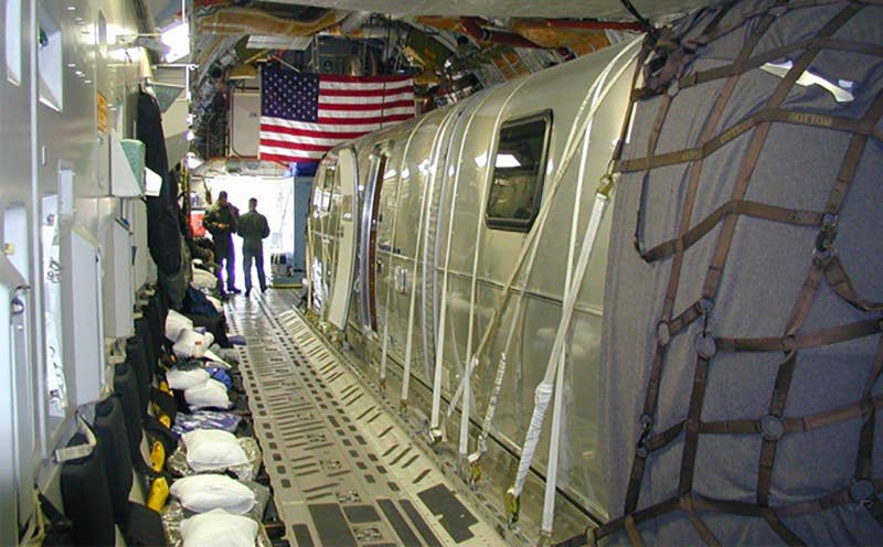 The Silver Bullet aboard a C-17. (SelecTech photo)