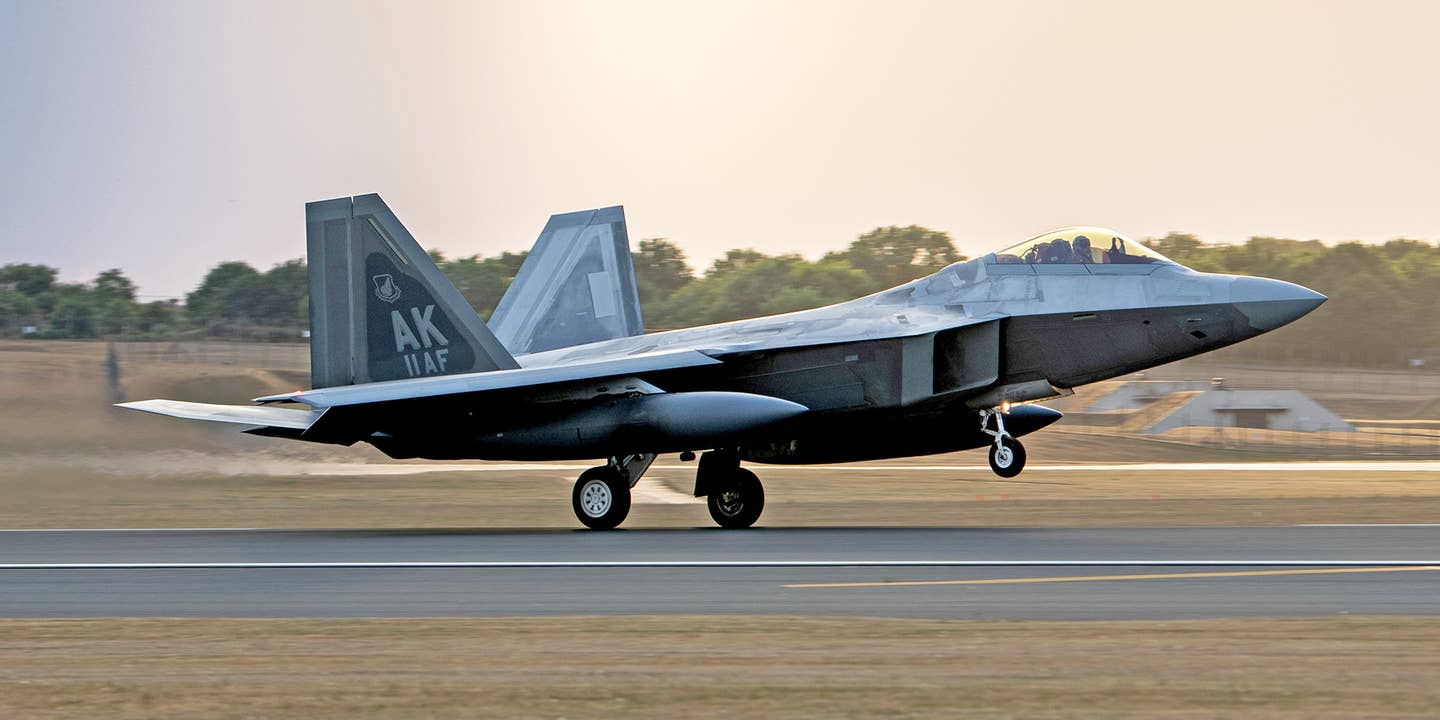 F-22 Raptors land at RAF Lakenheath