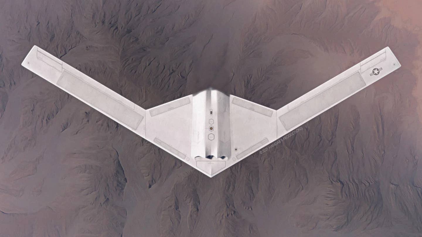 A notional rendering of what the RQ-180 stealth unmanned aircraft might look like.
