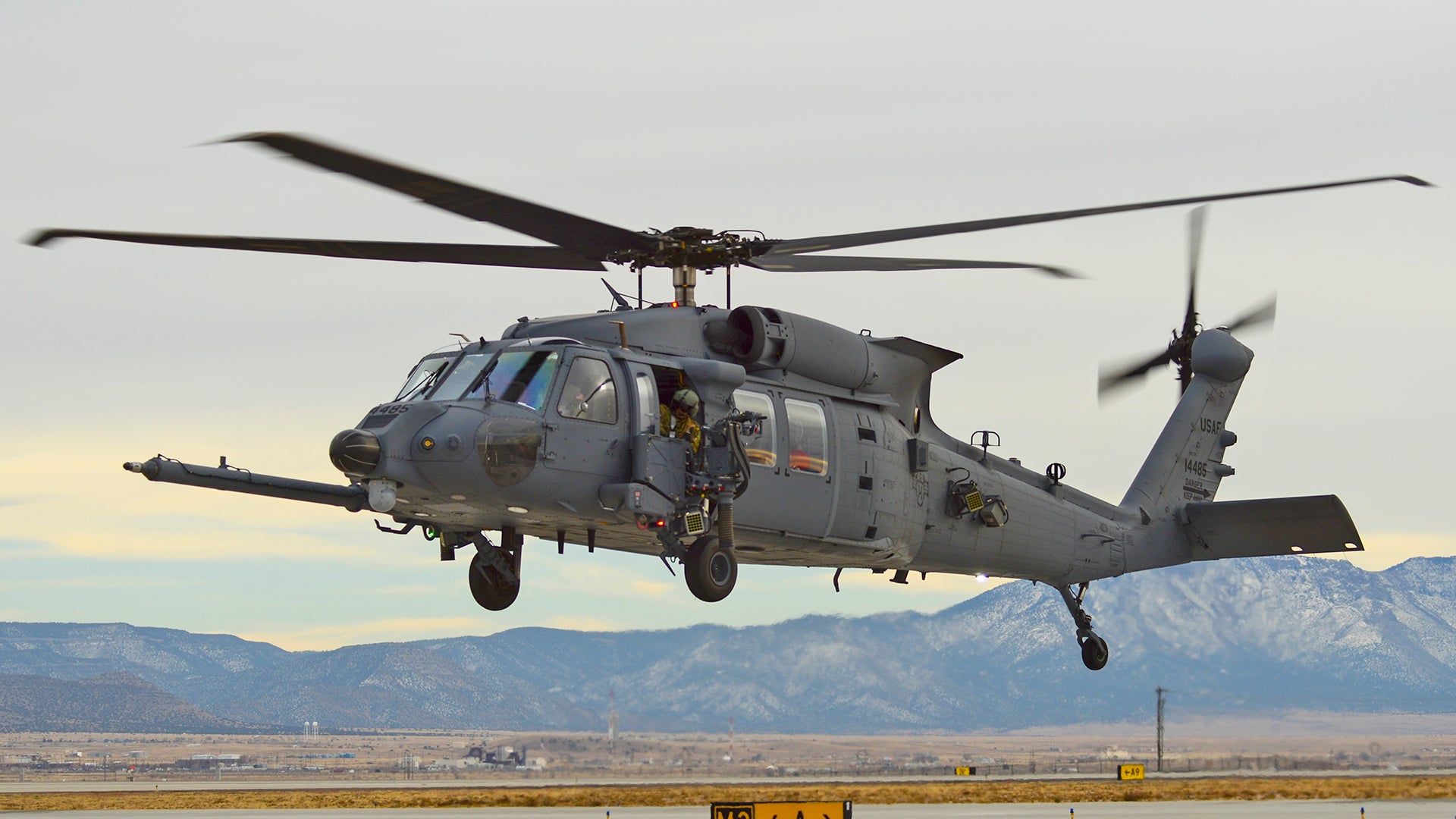 The HH-60W Jolly Green II arrives at the 58th Special Operations Wing at Kirtland Air Force Base, New Mexico, Dec. 17, 2020.