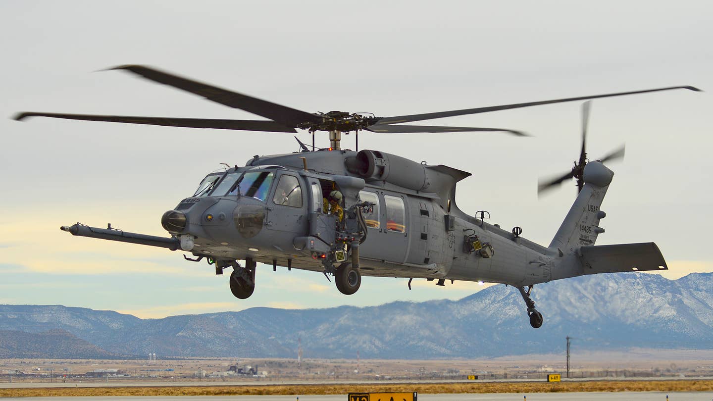 The HH-60W Jolly Green II arrives at the 58th Special Operations Wing at Kirtland Air Force Base, in December 2020. <em>USAF</em>