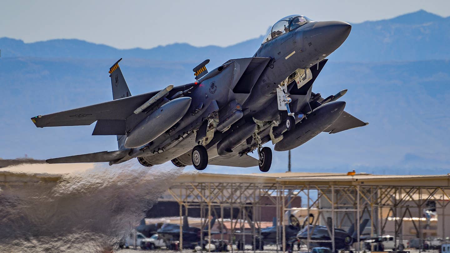 The 422nd TES shares F-15E airframes with the co-located USAF Weapons School. <em>Jamie Hunter</em>