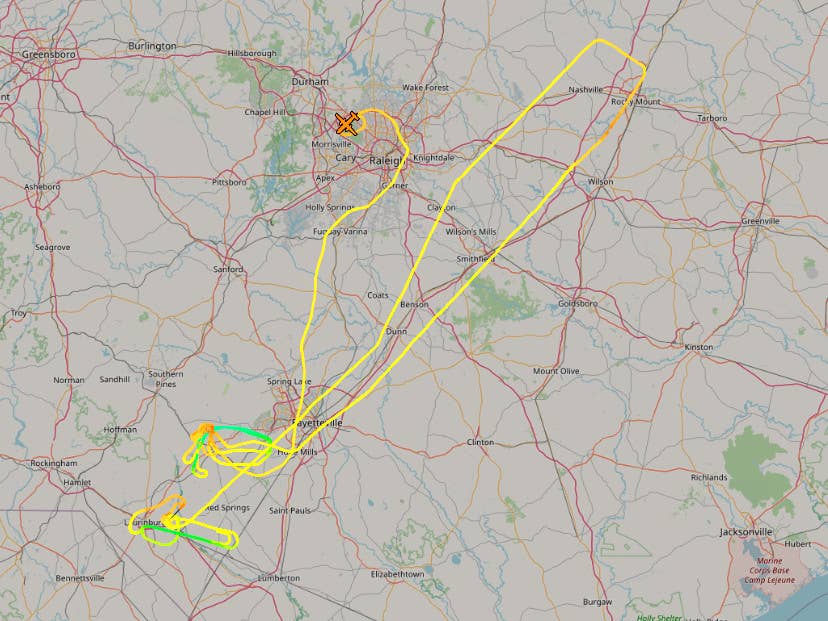 N497CA's flight activity today, according to data recorded by ADS-B Exchange. <em>ADS-B Exchange</em>