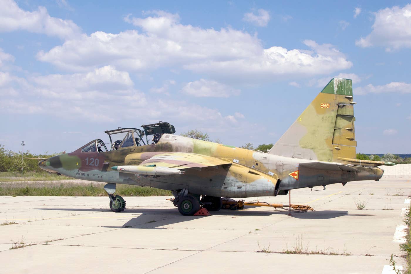 A Su-25 used by the North Macedonian Air Force grounded on Petrovec Airbase. <em>Credit: Rob Schleiffert/Wikimedia Commons</em>