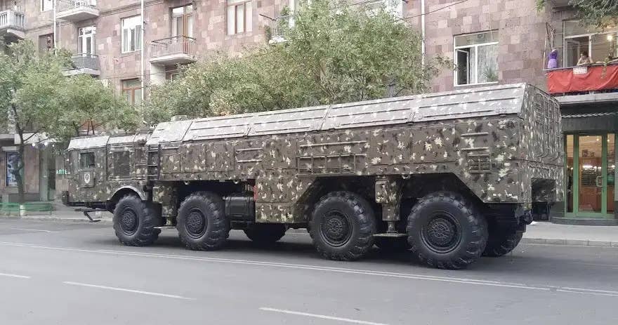 A transporter-erector-launcher for the Iskander-E missile belonging to the Armenian armed forces. <em>Jonj7490 via Wikimedia</em>
