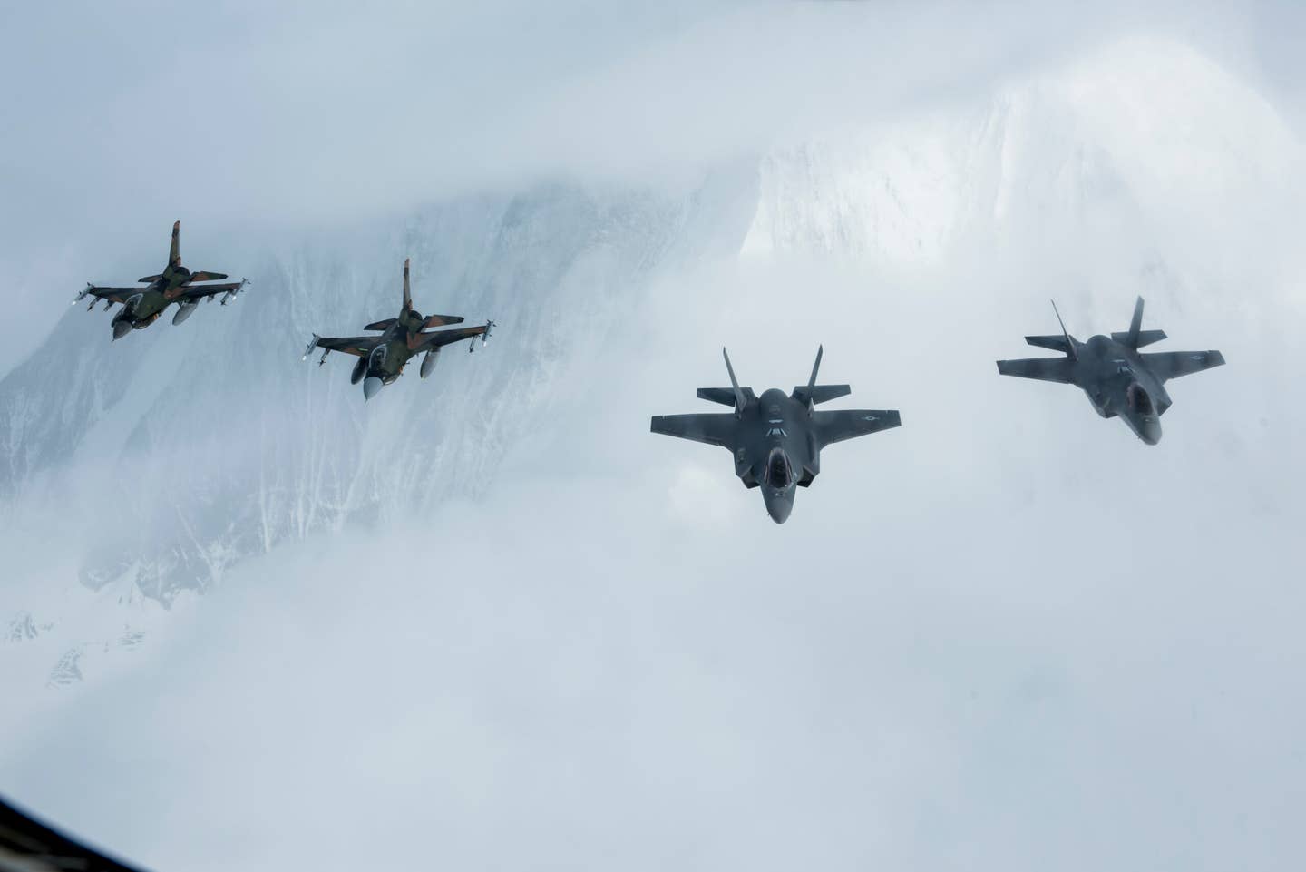 F-35s and F-16 aggressors over JPARC. (U.S. Air National Guard photo by Tech. Sgt. Adam Keele)