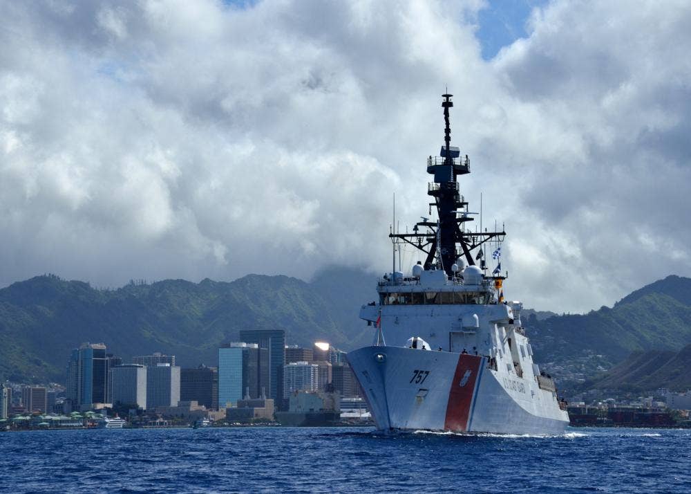 The U.S. Coast Guard Legend-class National Security cutter <em>Midgett</em> achieved several "firsts" during the recently concluded RIMPAC 22 exercise. (U.S. Navy photo)