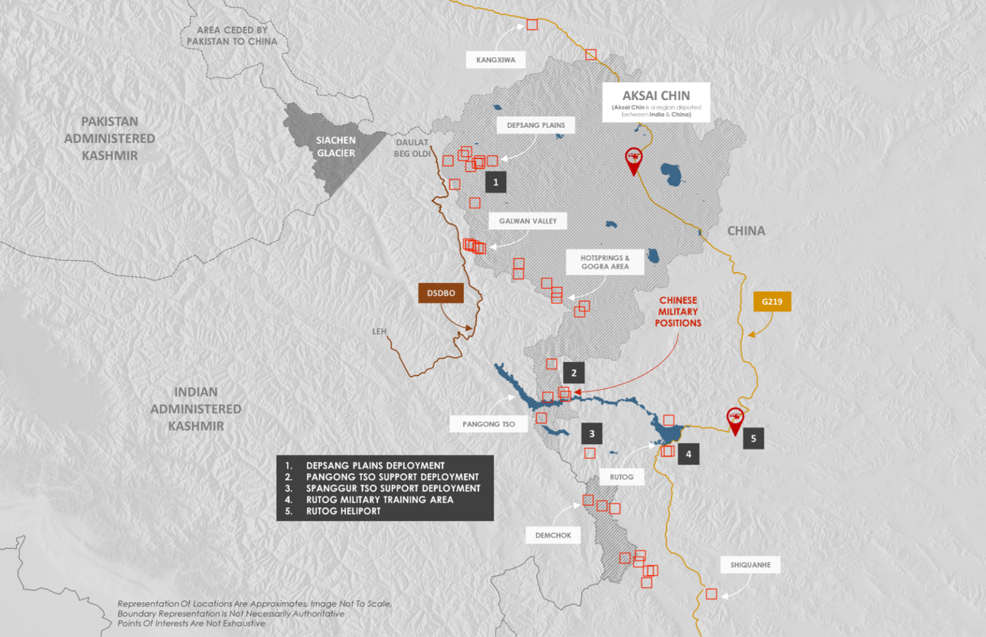 A map showing major Chinese military infrastructure developments in the region from our previous piece.