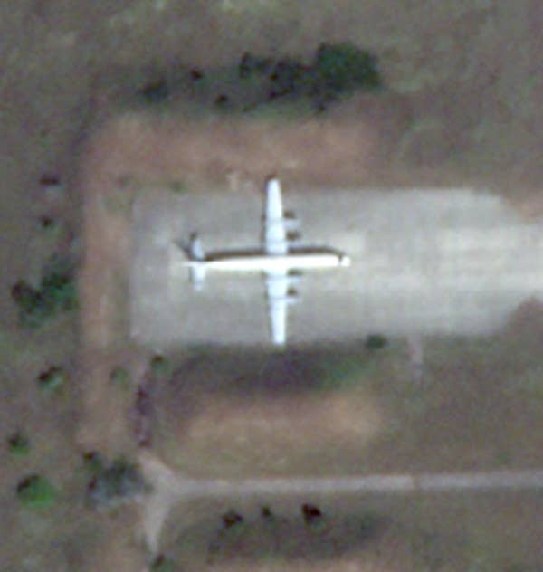 What appears to be a member of the Coot series of aircraft at Gvardeyskoe on August 17. <em>PHOTO © 2022 PLANET LABS INC. ALL RIGHTS RESERVED. REPRINTED BY PERMISSION</em>