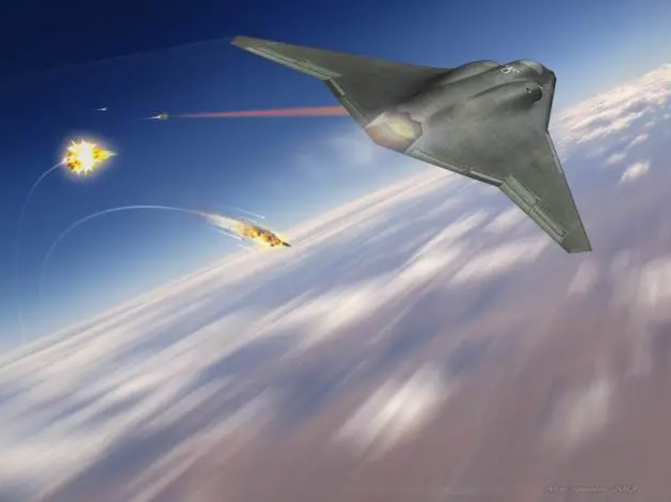 Northrop Grumman rendering of a notional next-generation manned tactical aircraft equipped with a laser. <em>Northrop Grumman</em>