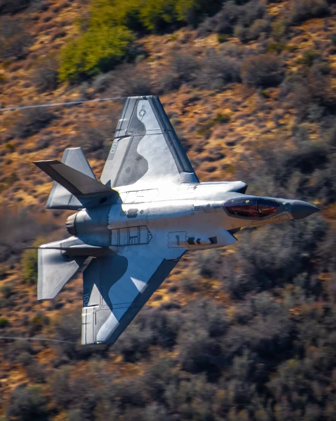 Months ago, another Navy test F-35C from VX-9 appeared with its own 'chrome skin' that looked similar to that worn by the first 'chrome Raptor.' Credit: <em>Elijah Delgadillo&nbsp;</em>