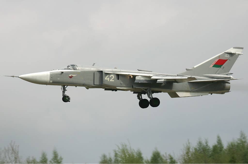 A Belarusian Air Force Su-24M in May 2010, before the type’s withdrawal. <em>Dmitriy Pichugin/Wikimedia Commons</em>