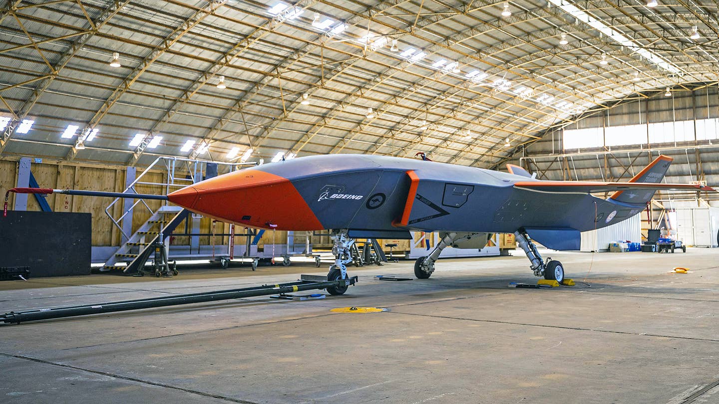 A Boeing MQ-28 Ghost Bat drone. <em>Boeing Australia</em>