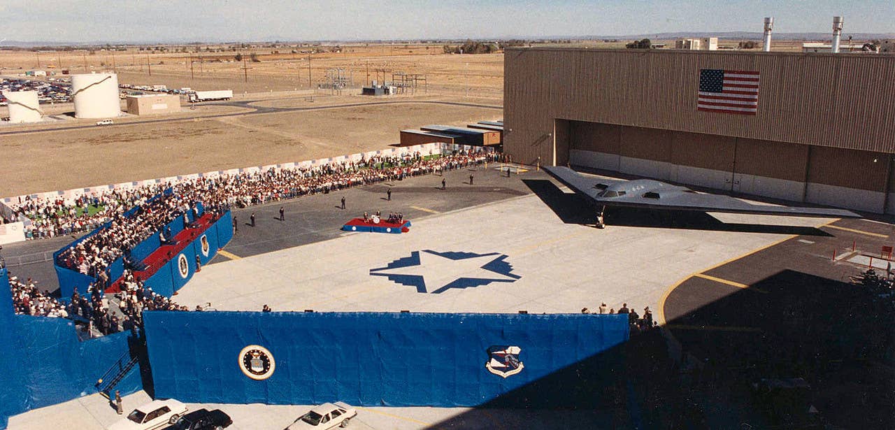 A view of the B-2's public rollout in 1988. <em>USAF</em>