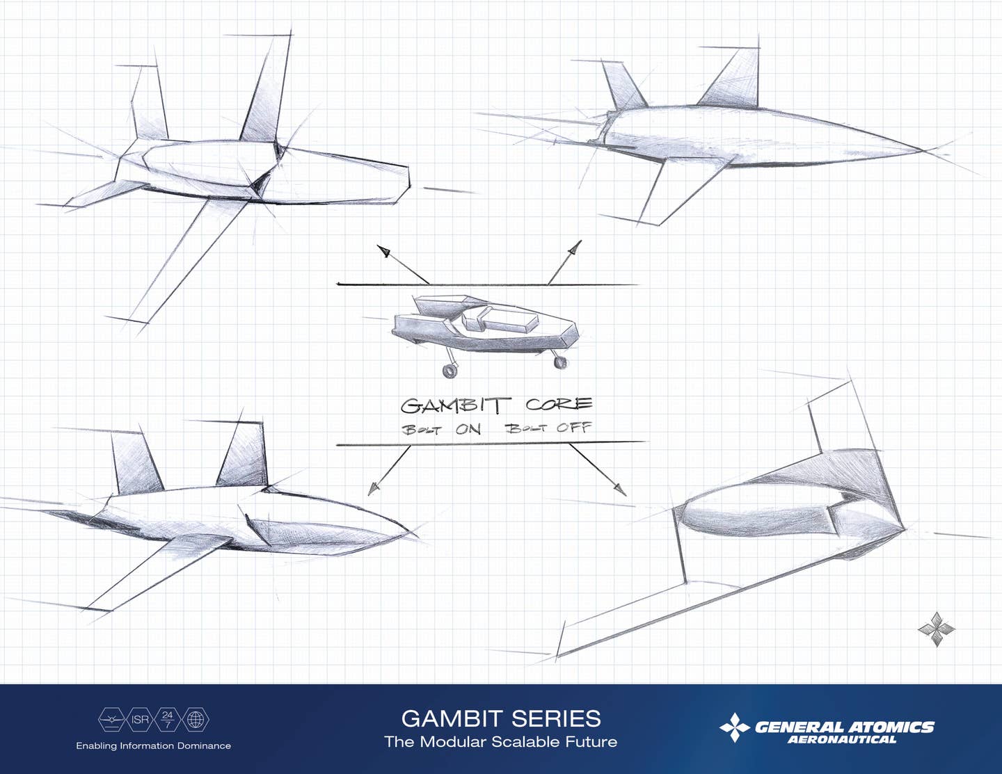 Concept sketches of the Gambit Series drones. <em>Credit: GA-ASI</em>