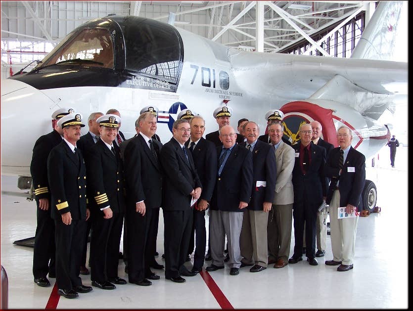 Past VS-24 commanding officers attend the squadron decommissioning ceremony. <em>Gil Gregg</em>