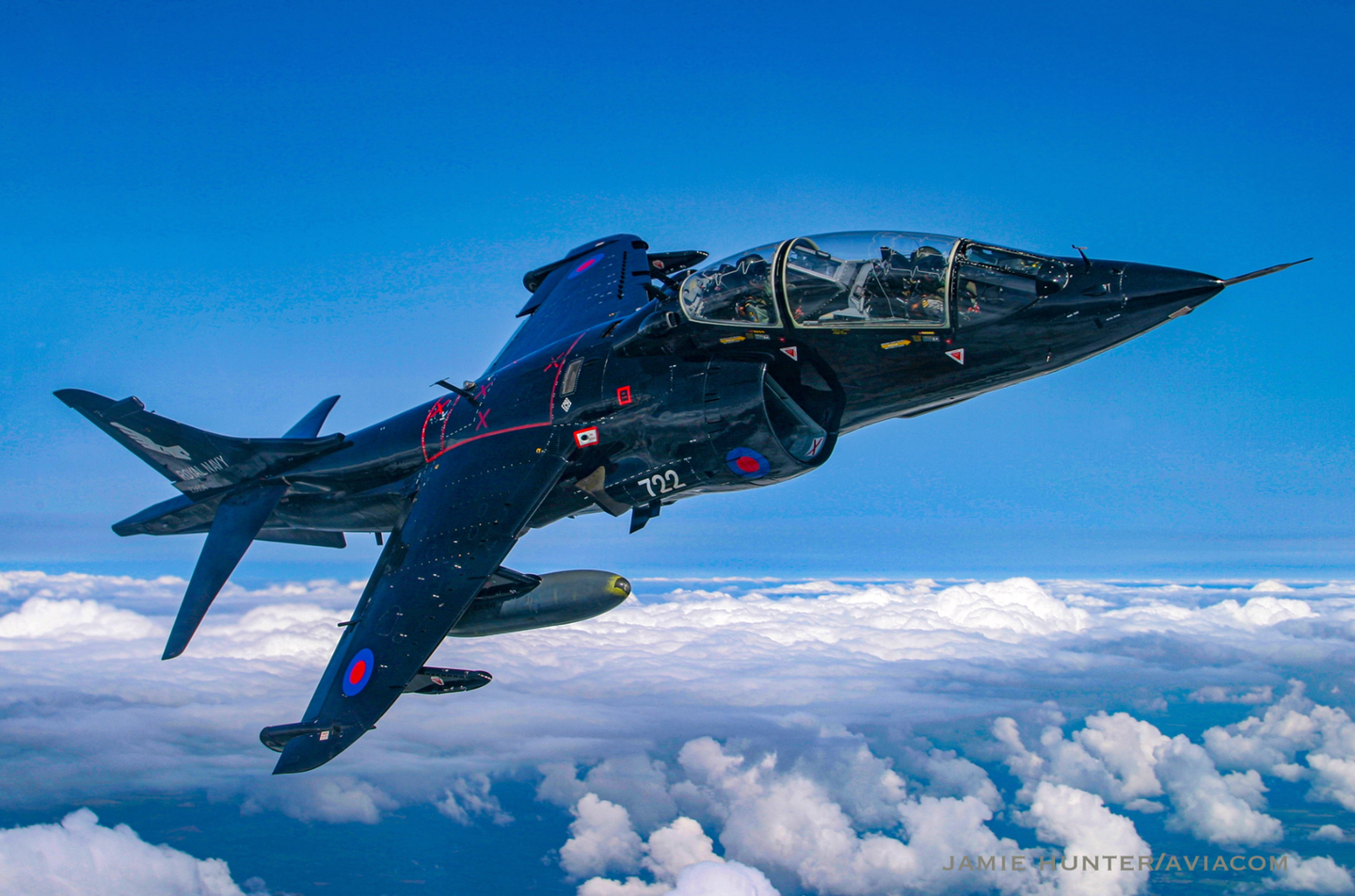 U.K. Royal Navy Sea Harrier pilots learned their trade on the two-seat Harrier T8. <em>Jamie Hunter</em>