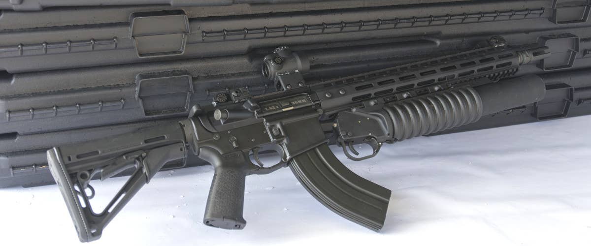 A 7.62x39mm M4-WAC-47 rifle also fitted with a 40mm under-barrel grenade launcher. <em>UkrOboronProm</em>