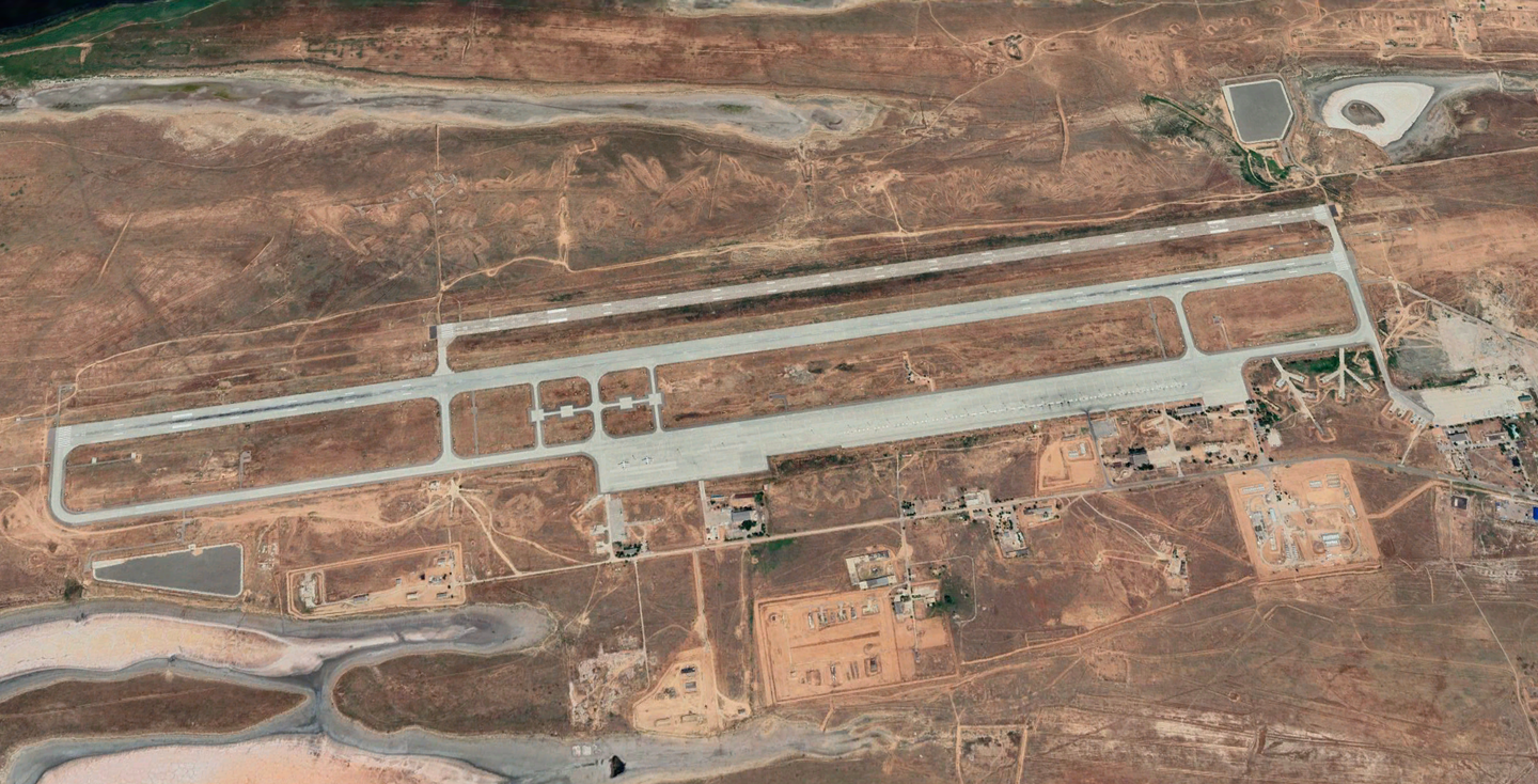 A satellite view of Privolzhsky Air Base in April 2022. <em>Google Earth</em>