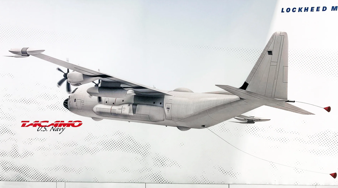 An artist’s concept of the EC-130J TACAMO aircraft on the Lockheed Martin stand at the Navy League’s Sea-Air-Space Exposition last year. <em>Howard Altman</em>